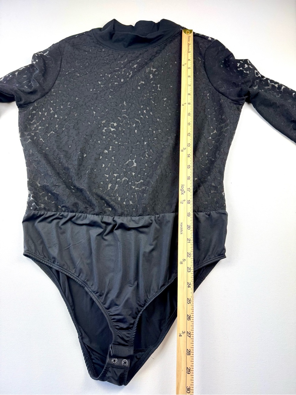 AllSaints Bodysuit Animal Print Leopard Sheer Black Mock Neck Long Sleeve Womens - Picture 8 of 10